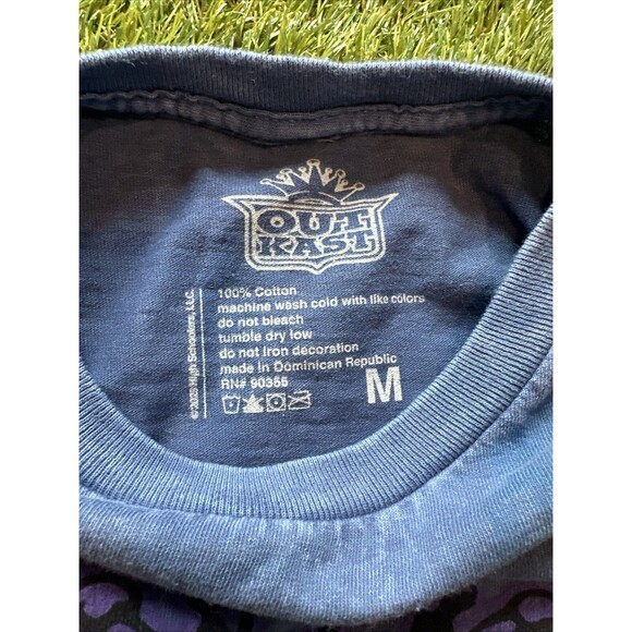 Y2K OUTKAST Blue Cotton Crew Neck Short Sleeve Distressed T-Shirt Size Medium - Picture 7 of 8